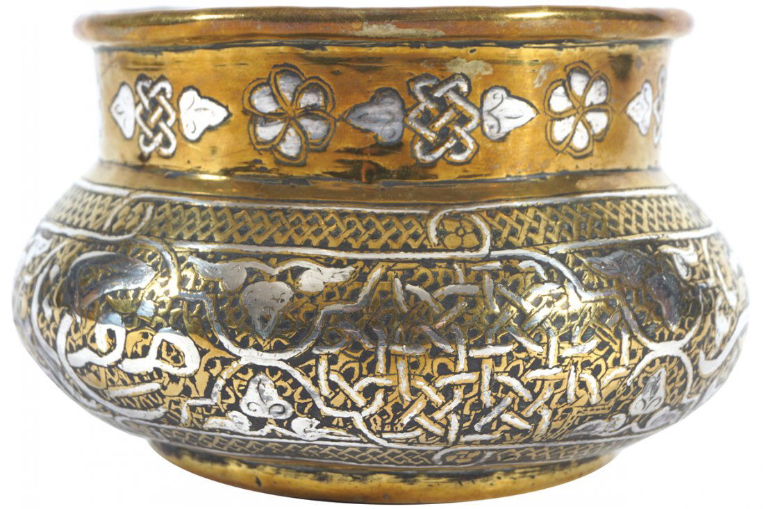 CAIROWARE ISLAMIC SILVER AND COPPER INLAID BOWL, CIRCA (1 of 1)