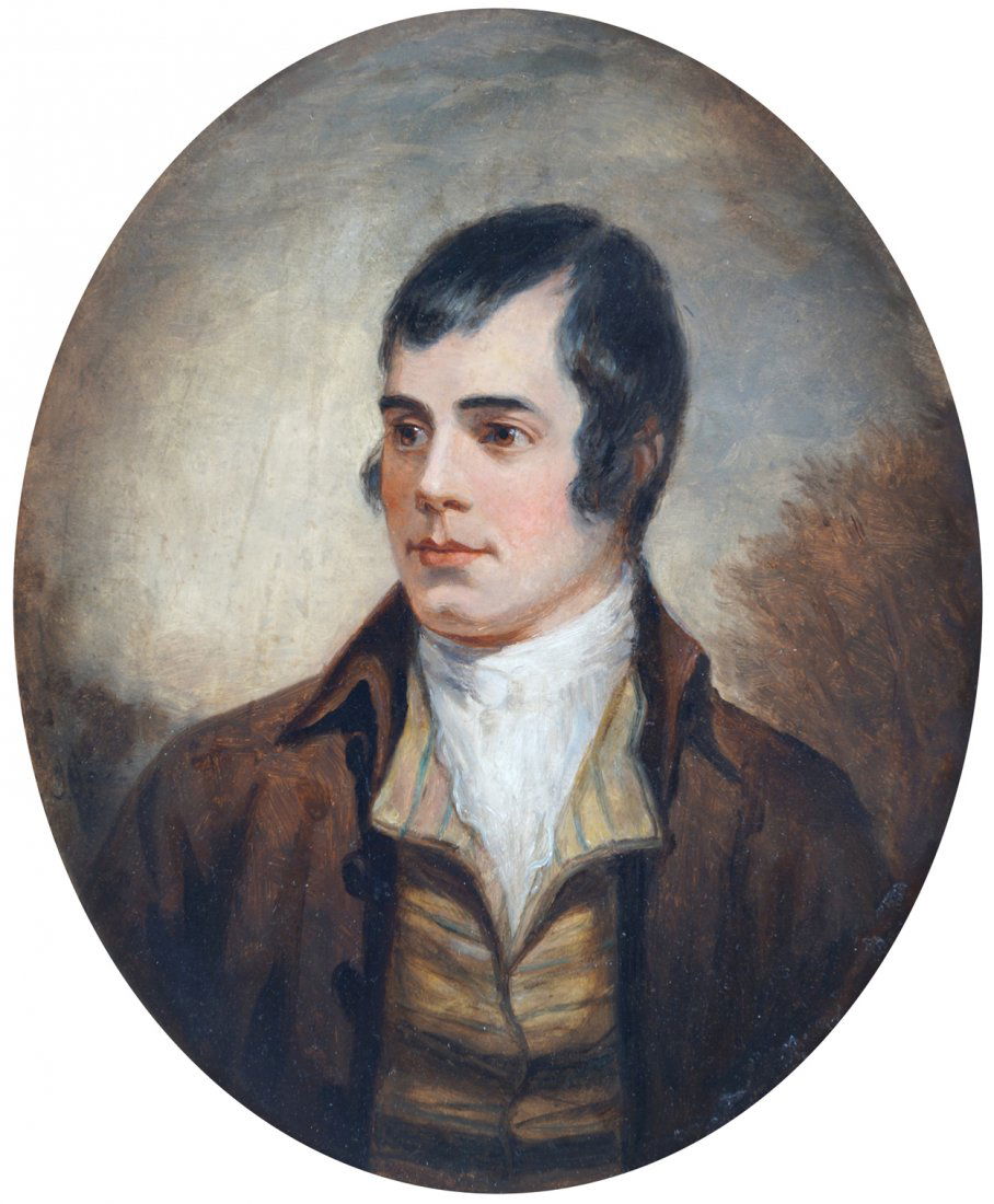 JOHN BALLANTYNE, RSA (SCOTTISH, 1815-1897): Portrait of Robert Burns Oil on board Signed with ï»¿initials Contemporary inscription verso 'Kelso' The board is marked Reeves & Son, Cheapside, London John Ballantyne, RSA (1815-1897) was a membe