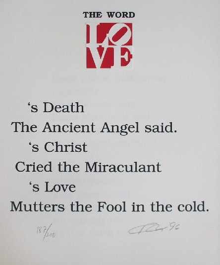 "The Word" Hand Signed Poem by R. Indiana: Hand Signed and Numbered Poem by Robert Indiana - Limited Edition of 200 - Framed - Authenticated with COA