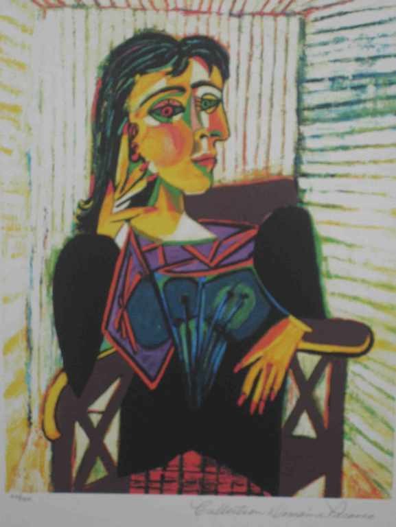 "PORTRAIT OF DORA MAAR SEATED - DOMAINE COLLECTION: "DOMAINE COLLECTION" by Picasso - Hand Signed - Limited Edition - on Heavy Woven Paper - Framed - Authenticated with COA - Image 13"x20"