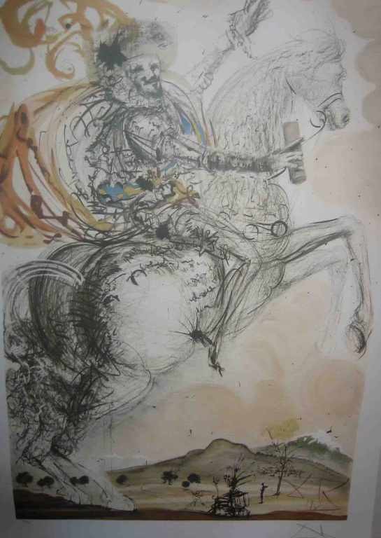 "DON QUIXOTE" by Dali: "DON QUIXOTE" by Dali - Limited Edition Lithograph - Signed and Numbered - Museum Stamped - Authenticated with COA - Framed - Image 22"x31.5"