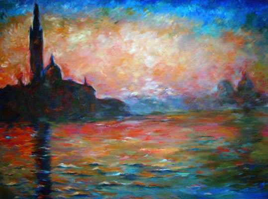 MONET "VENICE AT DUSK": MONET - "VENICE AT DUSK" - LIMITED EDITION GICLEE' ON PAPER - APPROX. 17 X 22 - AUTHENICATED WITH CERTIFICATION - FRAMED AND MATTED
