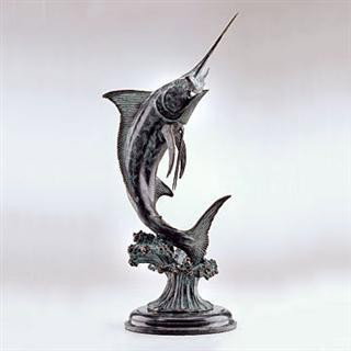 Marlin Bronze Sculpture: 22"H 10.5"W 8"D - Lost Wax Cast