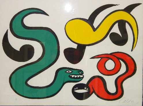 "Choice of Color" by Calder - Orig. Lithograph: Original Limited Edition Lithograph by Alexander Calder - circa 1972 - Hand Signed - Authenticated with COA - Framed - Image 22.5" x 31" - Limited Edition of 75