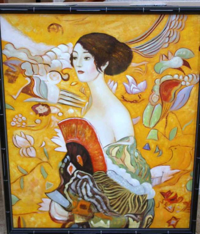 KLIMT - OIL ON CANVAS: GUSTAV KLIMT - OIL ON CANVAS - HAND EMBELLISHED - AUTHORIZED BY IN HOUSE ARTIST - APPROX. 20X24 - FRAMED - AUTHENICATED WITH COA