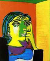 PICASSO "PORTRAIT OF DORA MAAR": PABLO PICASSO - LIMITED EDITION GICLEE' - AUTHENICATED WITH CERTIFICATION - FRAMED AND MATTED - MINT - 20X13 APPX IMAGE