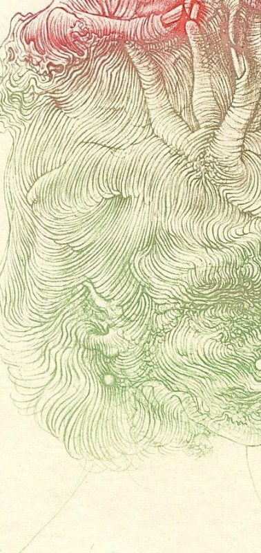 Hans Bellmer original color etching: Medium: original color etching. Printed in Paris by Lacourière and published by Pierre à Feu and Maeght Editeur for the Marcel Duchamp / André Breton project Surréalisme en 1947. Issued in a limit