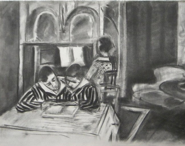 Matisse "Scène d'intérieur": Medium: collotype. Issued in 1933 in an edition for the rare "Dix Reproductions 1933" portfolio. Published jointly by Editions J. Bucher and Editions J. Becker. A quality printing on Arches wove paper