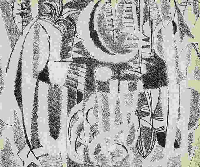 Jacqueline Lamba original lithograph, 1947: Medium: original lithograph. Printed in Paris by Mourlot and published by Pierre à Feu and Maeght Editeur for the Marcel Duchamp / André Breton project Surréalisme en 1947. Issued in a limited edit