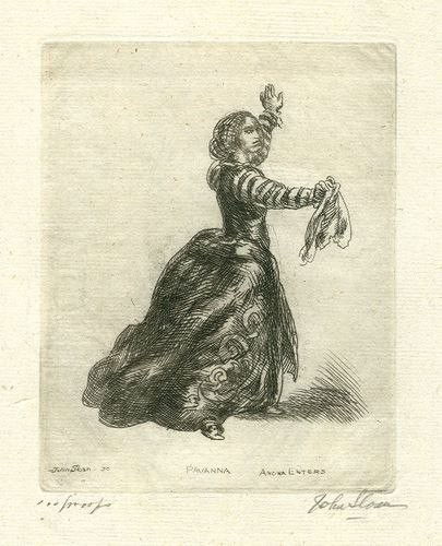 John Sloan pencil-signed original etching "Pavanna: John Sloan pencil-signed original etching "Pavanna" - Medium: original etching. Signed in pencil by John Sloan. Catalogue reference Morse 244. One of 80 printed from a planned edition of 100. A fine i