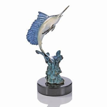 Jumping Sailfish Bronze Sculpture: 7"H 4"W 3"D - Lost Wax Cast