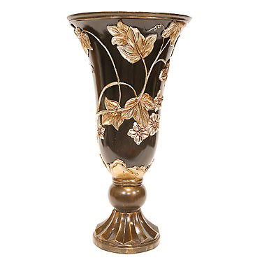 EBONY VINE VASE: EBONY VINE VASE - ORNATE - MINT CONDITION - APPROX. 15 DIA X 27H