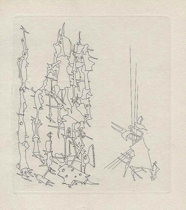 Yves Tanguy original etching: Yves Tanguy original etching. Printed in Paris by Lacourière and published by Pierre à Feu and Maeght Editeur for the Marcel Duchamp / André Breton project Surréalisme en 1947.Plate size: 6 3/4 x