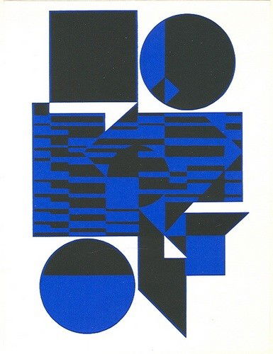Victor Vasarely silkscreen "Ob": Victor Vasarely "Ob" serigraph / silkscreen. Published in 1964 by Galerie Denise Rene, of Paris, for the rare exhibition catalogue "Hard Edge". Victor Vasarely was one of several artists who contribut