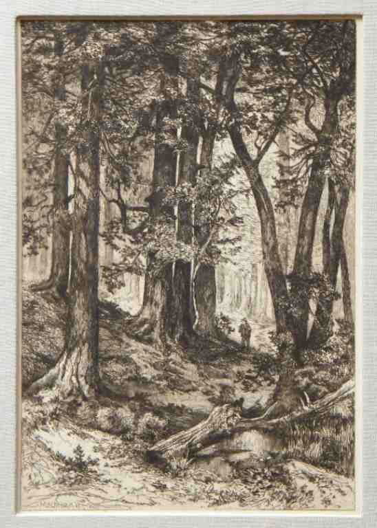 Mary Nimmo Moran original etching: Mary Nimmo Moran etching - original etching. This is one of Mary Nimmo Moran's most popular etchings; it was etched by her in 1888 after a sketch done by her husband Thomas Moran, so it is really a jo