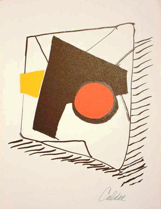 CALDER - HAND SIGNED LITHOGRAPH: CALDER - LITHOGRAPH - HAND SIGNED BY THE ARTIST - BEAUTIFULLY FRAMED - COA - APPX IMAGE SIZE 15X11 - EXCELLENT CONDITION