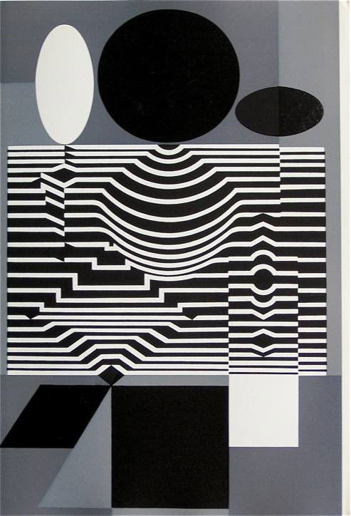 Victor Vasarely serigraph, 1959: Victor Vasarely serigraph, 1959 - This Vasarely serigraph (after the painting) was published in 1959 in an edition of 200, for the rare "Geh durch den Spiegel" portfolio. Sheet size 14 3/4 x 10 1/4 in