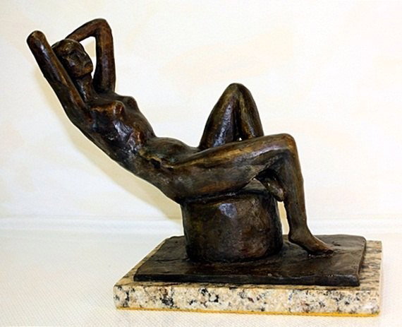 MATISSE "RECLINING WOMAN-DARK" BRONZE SCULPTURE: MATISSE "RECLINING WOMAN-DARK" BRONZE SCULPTURE - SIGNED - AUTHENICATED WITH CERTIFICATION - VERY WELL MAINTAINED - ESTATE - MINT