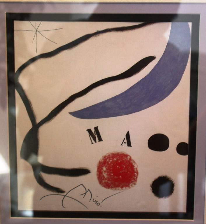 MIRO - HAND SIGNED LITHOGRAPH: JOAN MIRO - "MA" - HAND SIGNED LITHOGRAPH - PROFESSIONALLY FRAMED AND MATTED - MINT CONDITION - COMES WITH COA - FRAMED SIZE APPX 23 X 22