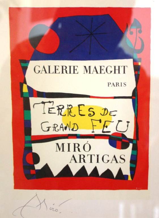MIRO - HAND SIGNED LITHOGRAPH: JOAN MIRO - "TERRES DE GRAND FEU" - HAND SIGNED LITHOGRAPH - PROFESSIONALLY FRAMED AND MATTED - MINT CONDITION - COMES WITH COA - FRAMED SIZE APPX 23 X 21