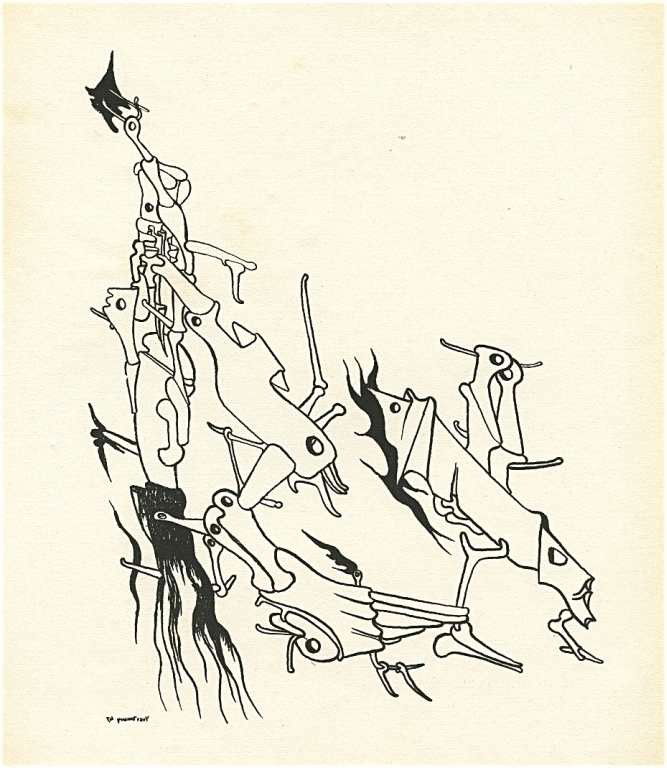Yves Tanguy original lithograph, 1947: Yves Tanguy original lithograph. Printed in Paris by Mourlot and published by Pierre à Feu and Maeght Editeur for the Marcel Duchamp / André Breton project Surréalisme en 1947. Size: 9 3/8 x 8 inch