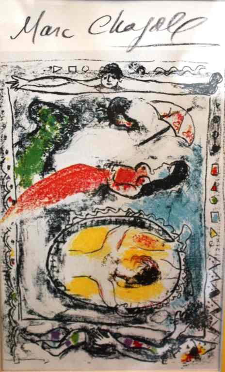 CHAGALL - HAND SIGNED LITHOGRAPH: MARC CHAGALL - "CREATING LIFE" - HAND SIGNED LITHOGRAPH - PROFESSIONALLY FRAMED AND MATTED - MINT CONDITION - COMES WITH COA - FRAMED SIZE APPX 23 X 20