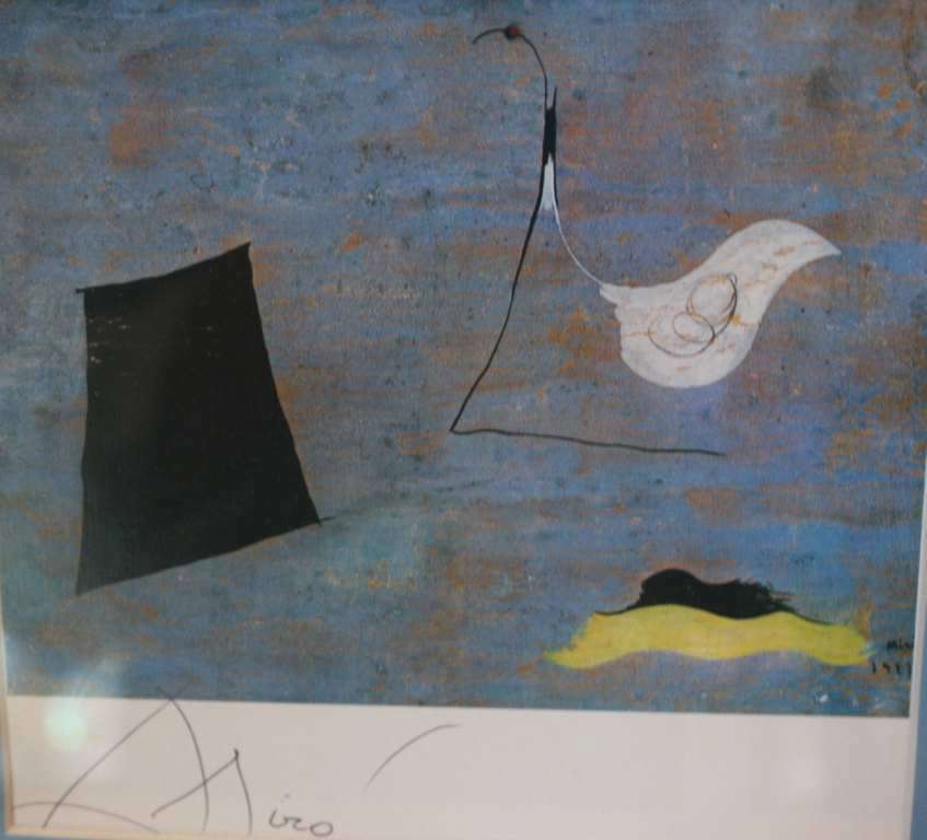 MIRO - HAND SIGNED LITHOGRAPH: JOAN MIRO - "OBJECTS IN THE WIND" - HAND SIGNED LITHOGRAPH - PROFESSIONALLY FRAMED AND MATTED - MINT CONDITION - FRAMED SIZE APPX 20 X 20