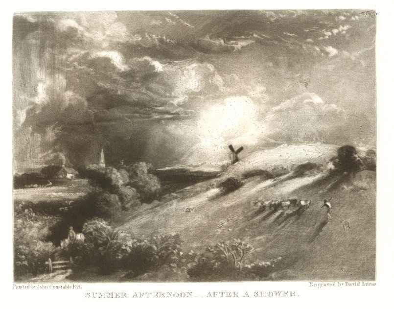 Sir John Constable / David Lucas mezzotint: Sir John Constable / David Lucas mezzotint "Summer Afternoon After a Shower" - This beautiful mezzotint engraving was composed by John Constable and engraved by David Lucas. It is from the much sought