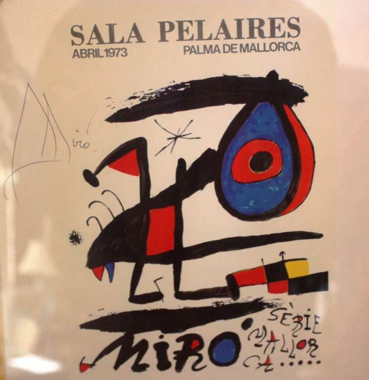 MIRO - HAND SIGNED LITHOGRAPH: JOAN MIRO - "SALA PELAIRES SERIES MALLOR CA" - HAND SIGNED LITHOGRAPH (BOOK PLATE) - PROFESSIONALLY FRAMED AND MATTED - MINT CONDITION - FRAMED SIZE APPX 22 1/2 X 20 1/2