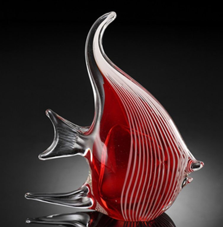 Art Glass Angel Fish : Beautiful Art Glass Angel Fish - 10"H 8"W 2"D - Hand Crafted