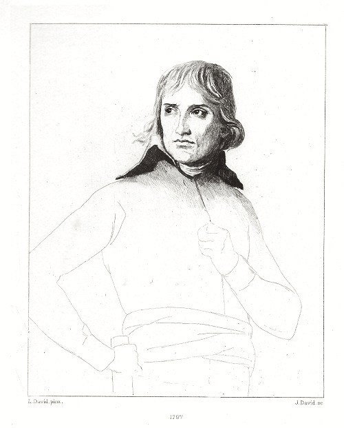 Jacques-Louis David "Napoleon Bonaparte" etching, : Jacques-Louis David "Napoleon Bonaparte" etching, 1797 - Medium: etching with drypoint. Etched by J. David after L. David. Printed on chine-collé paper and published in 1897. Image size 7 x 5 1/2 inc