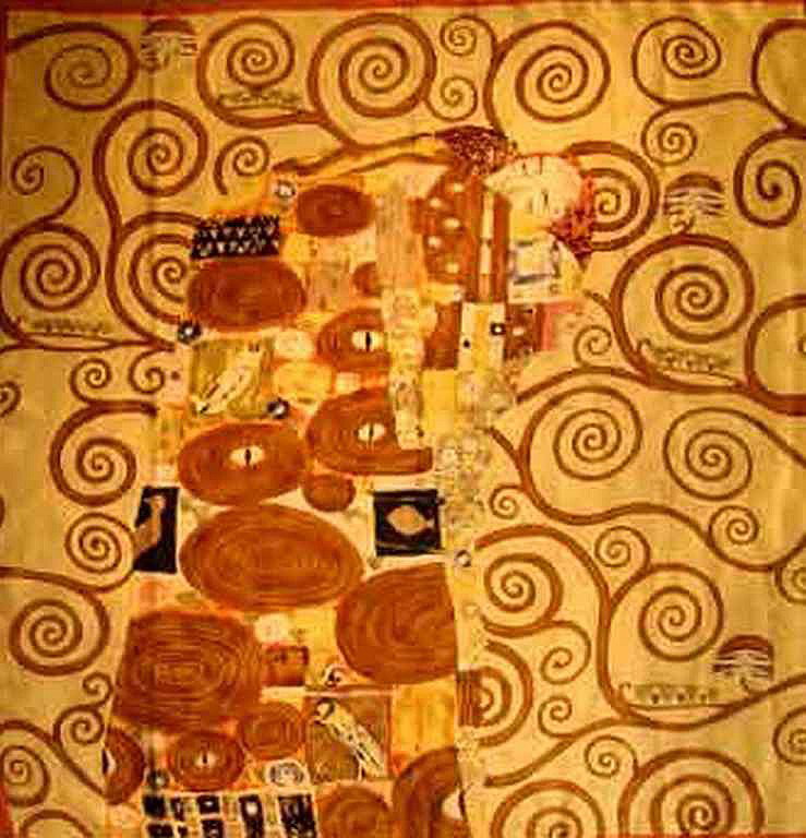SILK SCARF - GUSTOV KLIMT: 100% SILK SCARF MADE WITH THE IMAGE OF A WORK BY GUSTAV KLIMT - HAND ROLLED EDGES - 35"X35" - BEAUTIFUL QUALITY ACCESSORY