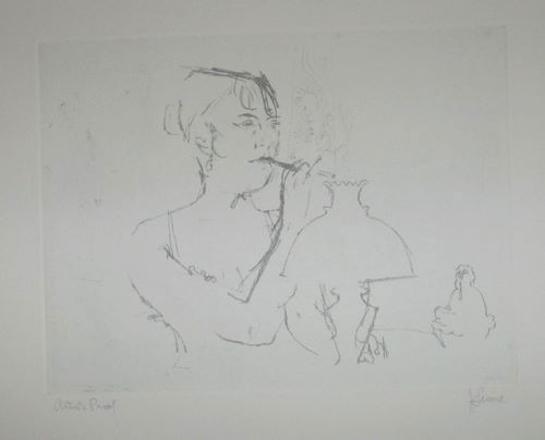 Jack Levine hand signed etching: Jack Levine hand signed etching. original soft ground etching, signed in pencil and annotated "Artist's Proof". This etching was executed in 1967 for the "Dreigroschen Film" series, for the limited ed