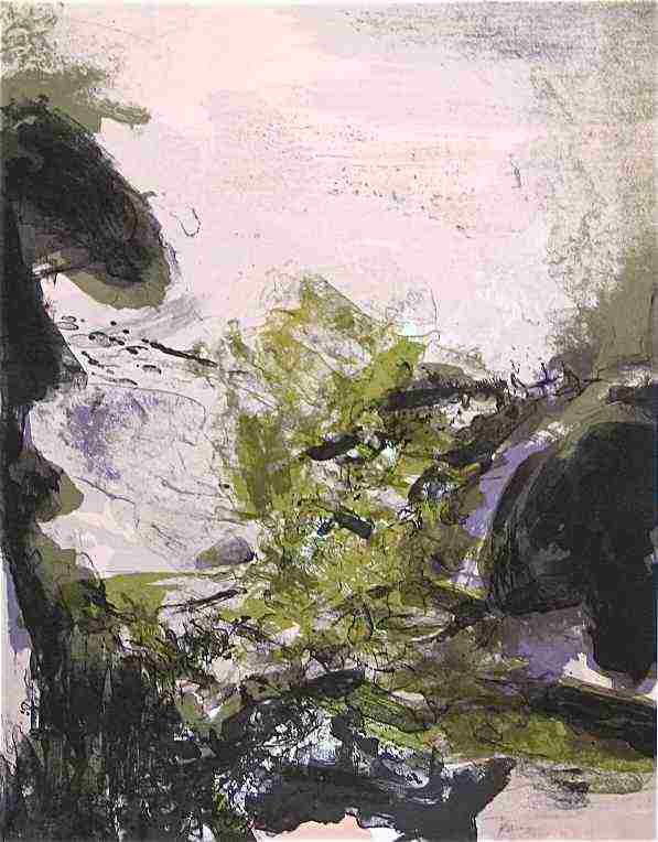 Zao Wou-ki original lithograph, 1971: Zao Wou-ki original lithograph, 1971 - original lithograph. Executed in 1971 for XXe Siecle (No. 37) and printed in Paris by Mourlot Frères. Sheet size 12 1/8 x 9 1/2 inches (317 x 240mm) - Professio