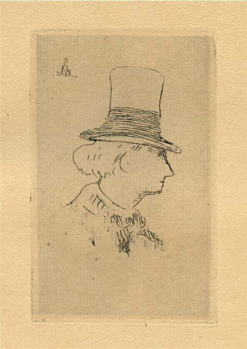 EDOUARD MANET ETCHING: EDOUARD MANET ETCHING. "BAUDELAIRE DE PROFIL EN CHAPEAU" CATALOGUE REFERENCE: HARRIS 21. EXECUTED BY MANET IN 1862; THIS IMPRESSION WAS PRINTED IN 1923 AND PUBLISHED BY PAUL CASSIRER IN A SMALL EDITIO
