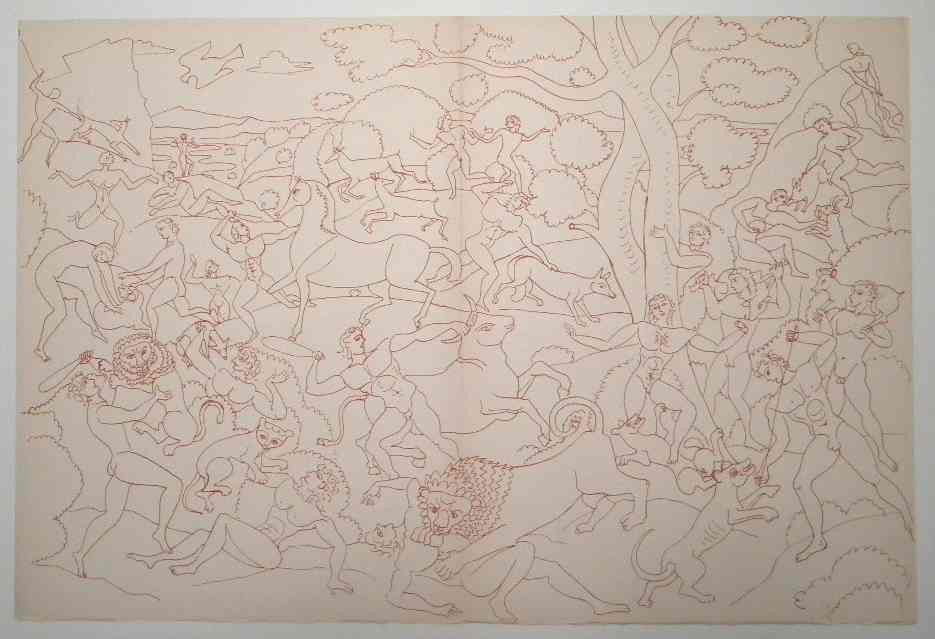 ANDRE DERAIN LARGE LITHOGRAPH, 1947: ANDRE DERAIN LARGE LITHOGRAPH, 1947 - PRINTED IN PARIS IN 1947 BY MOURLOT FRÈRES IN AN EDITION OF 270 FOR THE VERY RARE "DERAIN DESSINS" PORTFOLIO, PUBLISHED BY GEORGES DUVAL. THE TOTAL SHEET MEASURE