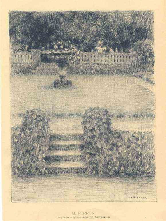 HENRI LE SIDANER ORIGINAL LITHOGRAPH "LE PERRON": HENRI LE SIDANER ORIGINAL LITHOGRAPH "LE PERRON" - CATALOGUE REFERENCE: SANCHEZ & SEYDOUX 1911-12. PRINTED IN PARIS BY FOURTIER ET MAROTTE AND PUBLISHED IN 1911 BY GAZETTE DES BEAUX ARTS. SHEET SIZE: