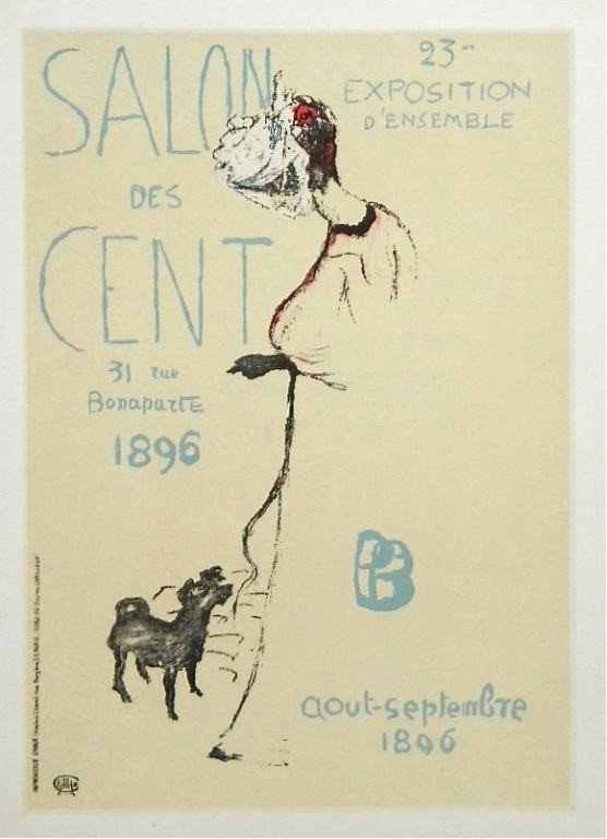 BONNARD LITHOGRAPH "SALON DES CENT": BONNARD LITHOGRAPH "SALON DES CENT" - MULTI-STONE COLOR LITHOGRAPH. A FINE IMPRESSION ON RENAGE WOVE PAPER, PRINTED IN PARIS IN 1952 BY THE LEGENDARY MOURLOT ATELIER. IMAGE SIZE: 8 1/2 X 4 1/2 INCHES 