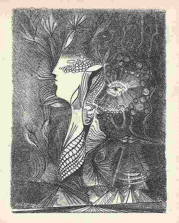 SERGE BRIGNONI ORIGINAL LITHOGRAPH: SERGE BRIGNONI ORIGINAL LITHOGRAPH - PRINTED IN PARIS BY MOURLOT AND PUBLISHED BY PIERRE À FEU AND MAEGHT EDITEUR FOR THE MARCEL DUCHAMP / ANDRÉ BRETON PROJECT SURRÉALISME EN 1947. ISSUED IN A LIMI