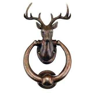 DEER BUST DOORKNOCKER: DEER BUST DOORKNOCKER - 6"H X 3.5"W X 1.5"D - BRASS