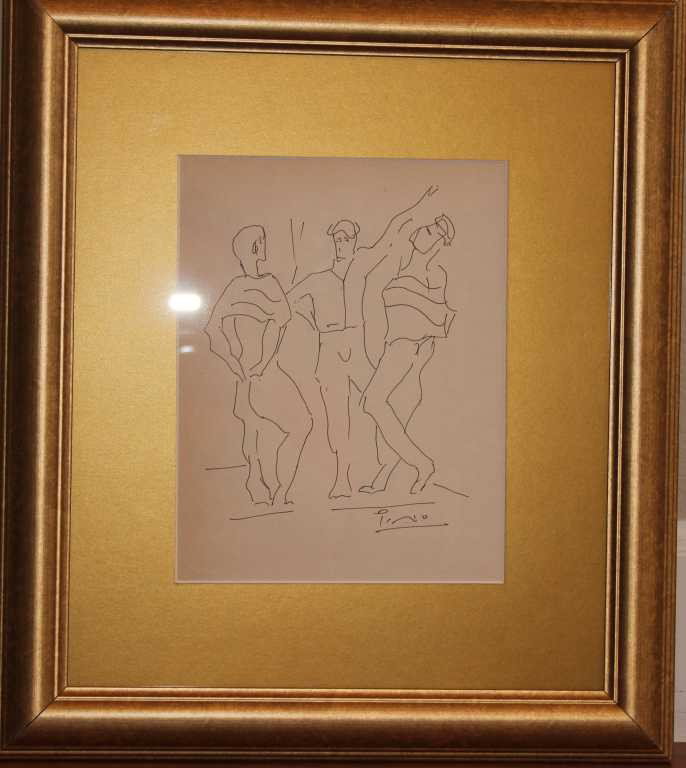 PICASSO "GRACE ET MOVEMENT": PICASSO "GRACE ET MOVEMENT" - ORIGINAL LITHOGRAPH - PROFESSIONALLY FRAMED & MATTED- IMAGE 9X12 - FRAMED 18X21