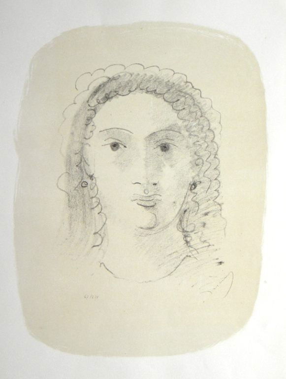 ANDRE DERAIN ORIGINAL LITHOGRAPH 1947: ANDRE DERAIN ORIGINAL LITHOGRAPH 1947 - NUMBERED IN PENCIL 67/270. PRINTED IN PARIS IN 1947 BY MOURLOT FRÈRES IN A LIMITED EDITION OF 270 FOR "DERAIN DESSINS" PORTFOLIO, PUBLISHED BY GEORGES DUVAL. T