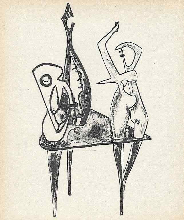 DAVID HARE ORIGINAL LITHOGRAPH: DAVID HARE ORIGINAL LITHOGRAPH - PRINTED IN PARIS BY MOURLOT AND PUBLISHED BY PIERRE À FEU AND MAEGHT EDITEUR FOR THE MARCEL DUCHAMP / ANDRÉ BRETON PROJECT SURRÉALISME EN 1947. ISSUED IN A LIMITED