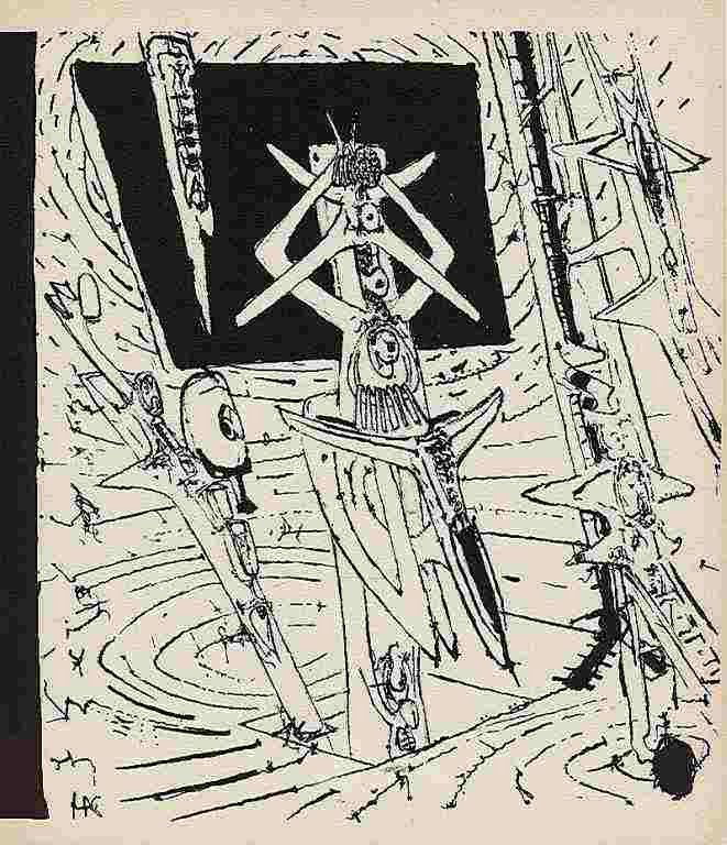 SEBASTIAN MATTA ORIGINAL LITHOGRAPH, 1947: ROBERTO SEBASTIAN MATTA ORIGINAL LITHOGRAPH, 1947. PRINTED IN PARIS BY MOURLOT AND PUBLISHED BY PIERRE À FEU AND MAEGHT EDITEUR FOR THE MARCEL DUCHAMP / ANDRÉ BRETON PROJECT SURRÉALISME EN 1947. IS