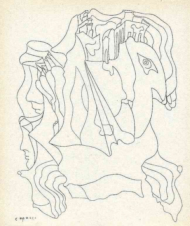 BRUNO CAPACCI ORIGINAL LITHOGRAPH: BRUNO CAPACCI ORIGINAL LITHOGRAPH - PRINTED IN PARIS BY MOURLOT AND PUBLISHED BY PIERRE À FEU AND MAEGHT EDITEUR FOR THE MARCEL DUCHAMP / ANDRÉ BRETON PROJECT SURRÉALISME EN 1947. ISSUED IN A LIMIT