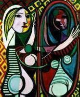 PICASSO "GIRL BEFORE A MIRROR" LTD EDITION : PICASSO "GIRL BEFORE A MIRROR" LIMITED EDITION LITHOGRAPH - HAND SIGNED COLLECTION DOMAINE PICASSO - NUMBERED - DOMAINE COLLECTION STAMP -- IMAGE APPX 20X16- PROFESSIONALLY FRAMED AND MATTED
