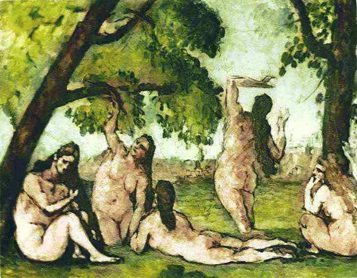 CEZZANNE "CINQ BAIGNEUSES": PAUL CEZANNE 'CINQ BAIGNEUSES" - AMBROISE VOLLARD ESTATE - HAND COLORED ETCHING - UNFRAMED - PAGE SIZE APPROX 18" X 13" - MINT