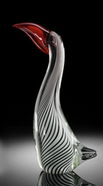 ART GLASS TOUCAN : BEAUTIFUL ART GLASS TOUCAN - 12.5"H 6"W 3"D - HAND CRAFTED