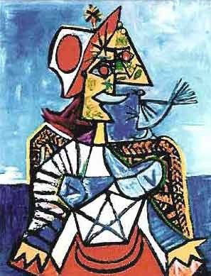 PICASSO "WOMAN WITH RED & WHITE HAT": PABLO PICASSO "WOMAN WITH RED & WHITE HAT" - NUMBERED LIMITED EDITION GICLEE' ON HEAVY ARCHIVAL WOVE PAPER - ESTATE SIGNED IN PENCIL "Collection Domaine Picasso" - UNFRAMED - MINT - 20" X 13" APPX PAG
