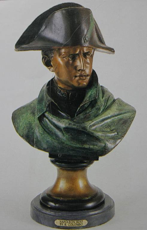 "NAPOLEON BUST" BRONZE SCULPTURE - R. COLOMBO: "NAPOLEON BUST" BRONZE SCULPTURE - R. COLOMBO - MUSEUM BROWN FINISH - MOUNTED ON FINE ITALIAN MARBLE BASE - SIGNED - MINT CONDITION - 25"H X 11"W - LOST WAX CAST BRONZE